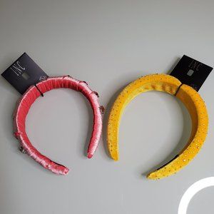 INC International Concepts Crystal-Studded Padded Headband Yellow Pink 2pc Set